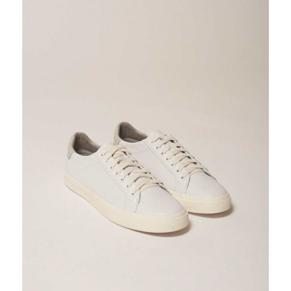 Low Classic Vegan Leather Lace Up Trainers White
