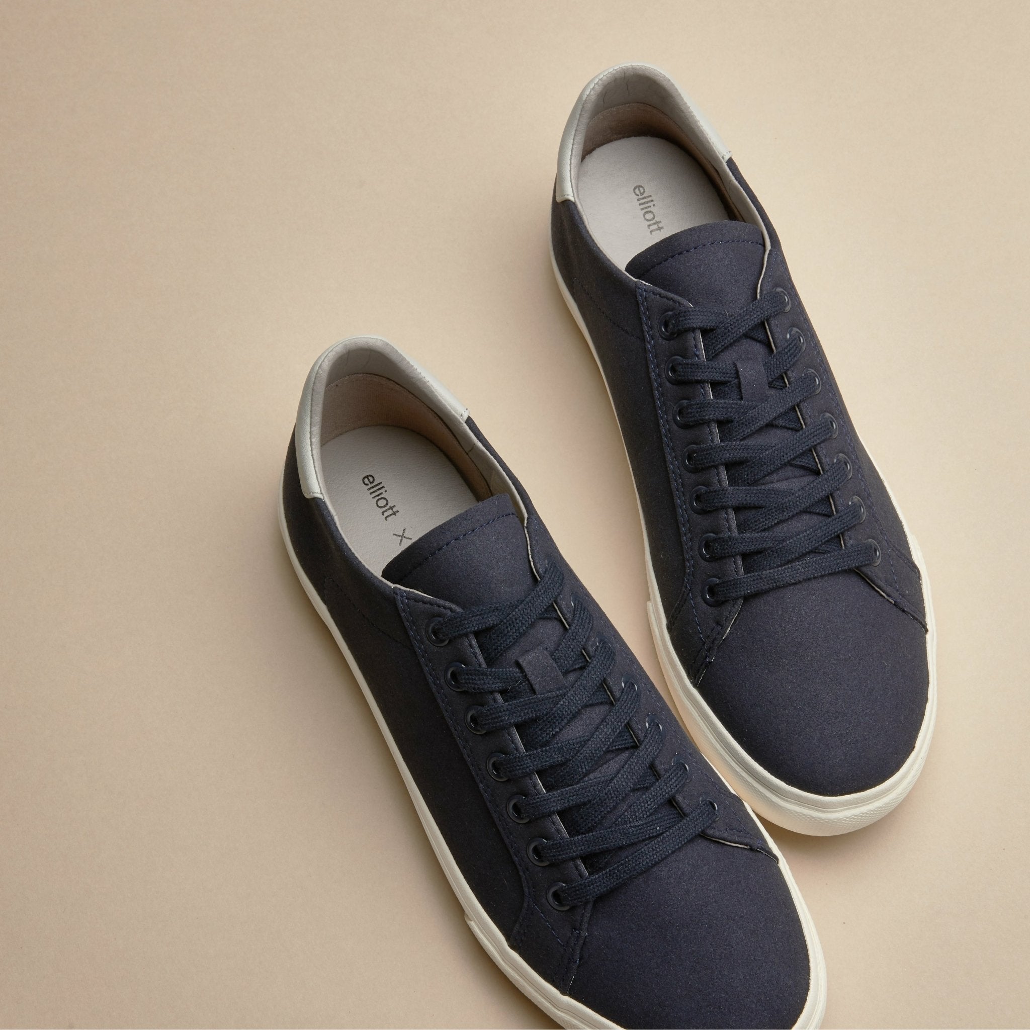 Vegan Suede Lace Up Trainers Low Classic Dark Navy