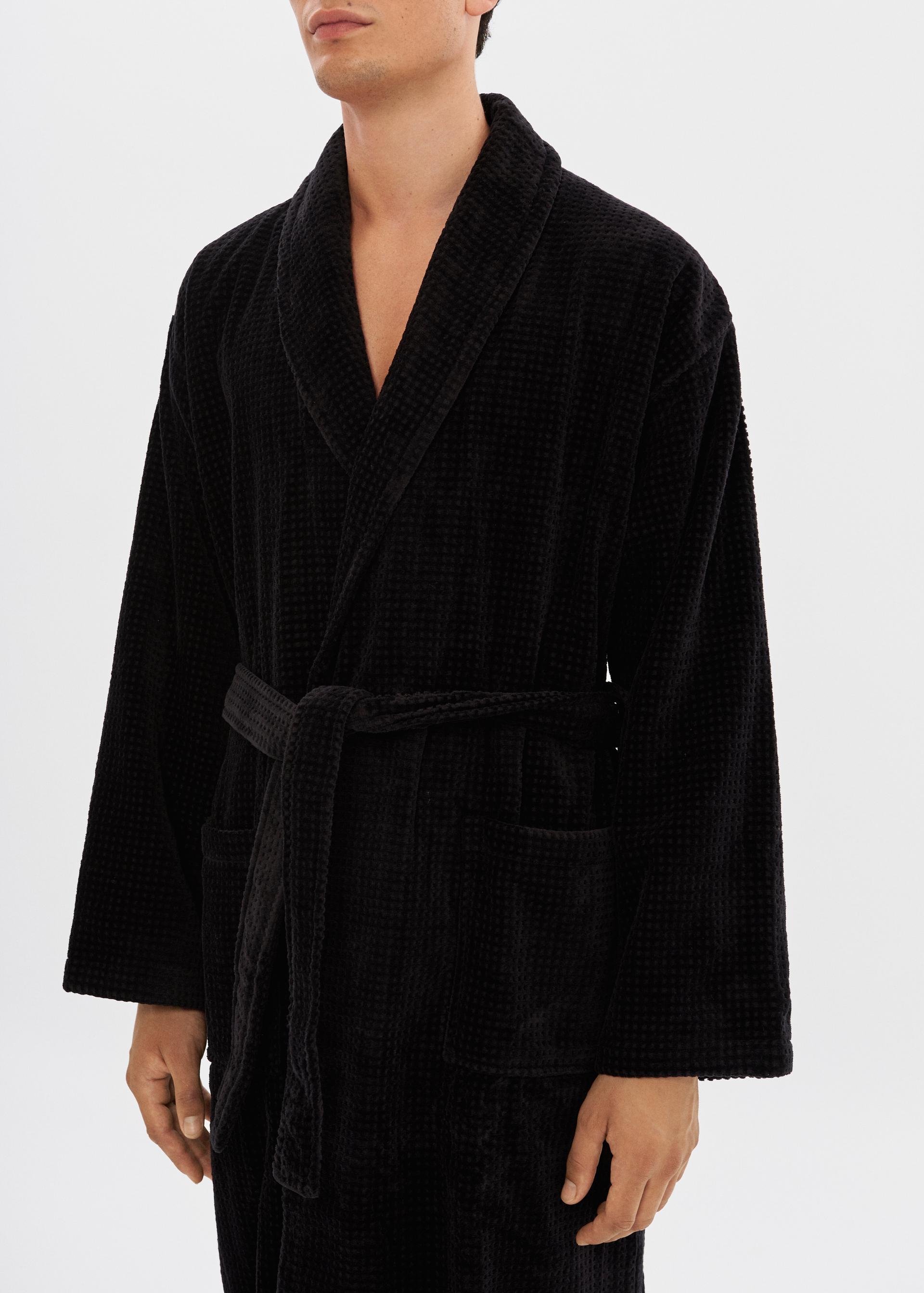 100 Organic Cotton Unisex Velour Bathrobe Black